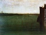 James Abbott Mcneill Whistler Canvas Paintings - Nocturne Grey and Gold
